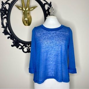 Others Follow Blue 3/4 Sleeves Top with Open Back
